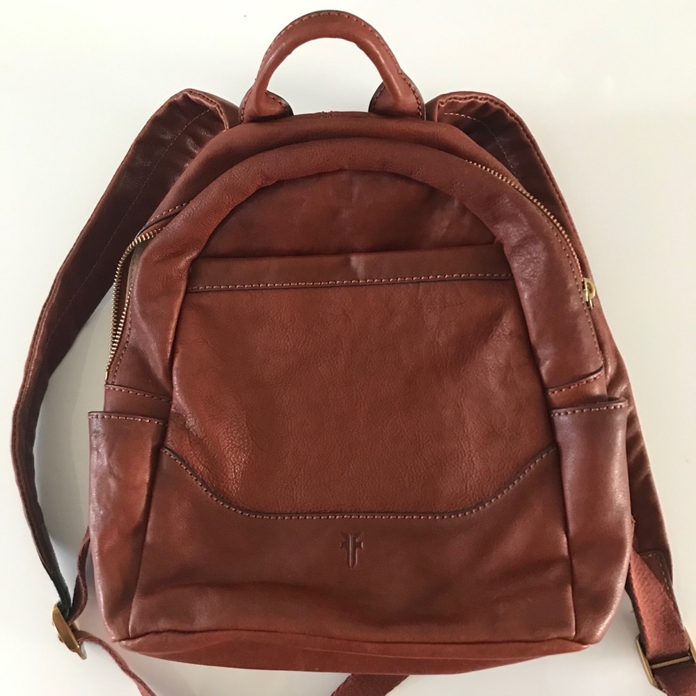 Frye cognac backpack front slit - EUC with tags